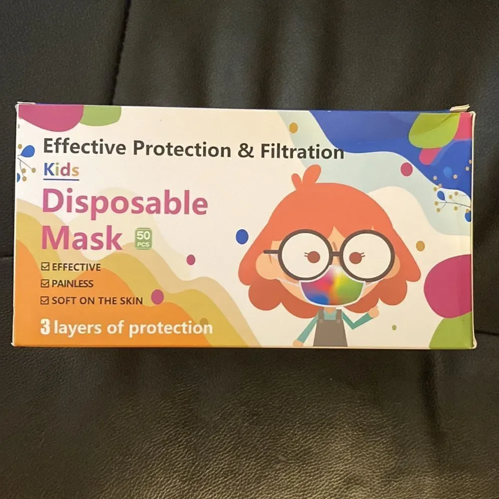Kids 50 pcs disposable mask 3 layer of protection varies color new
